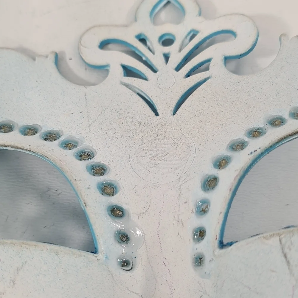 Venetian Masquerade Mardi Gras Halloween Eye Mask Blue with Glitter & Crystals